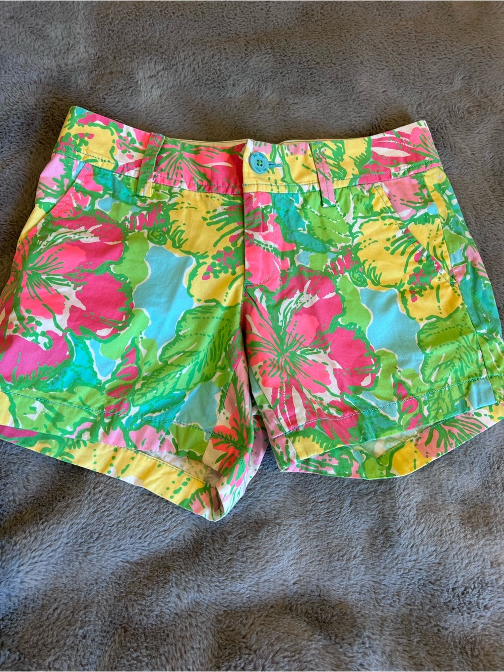 Lilly Pulitzer Tropical Floral Print Shorts - Pink, Green, Yellow, Blue 2
